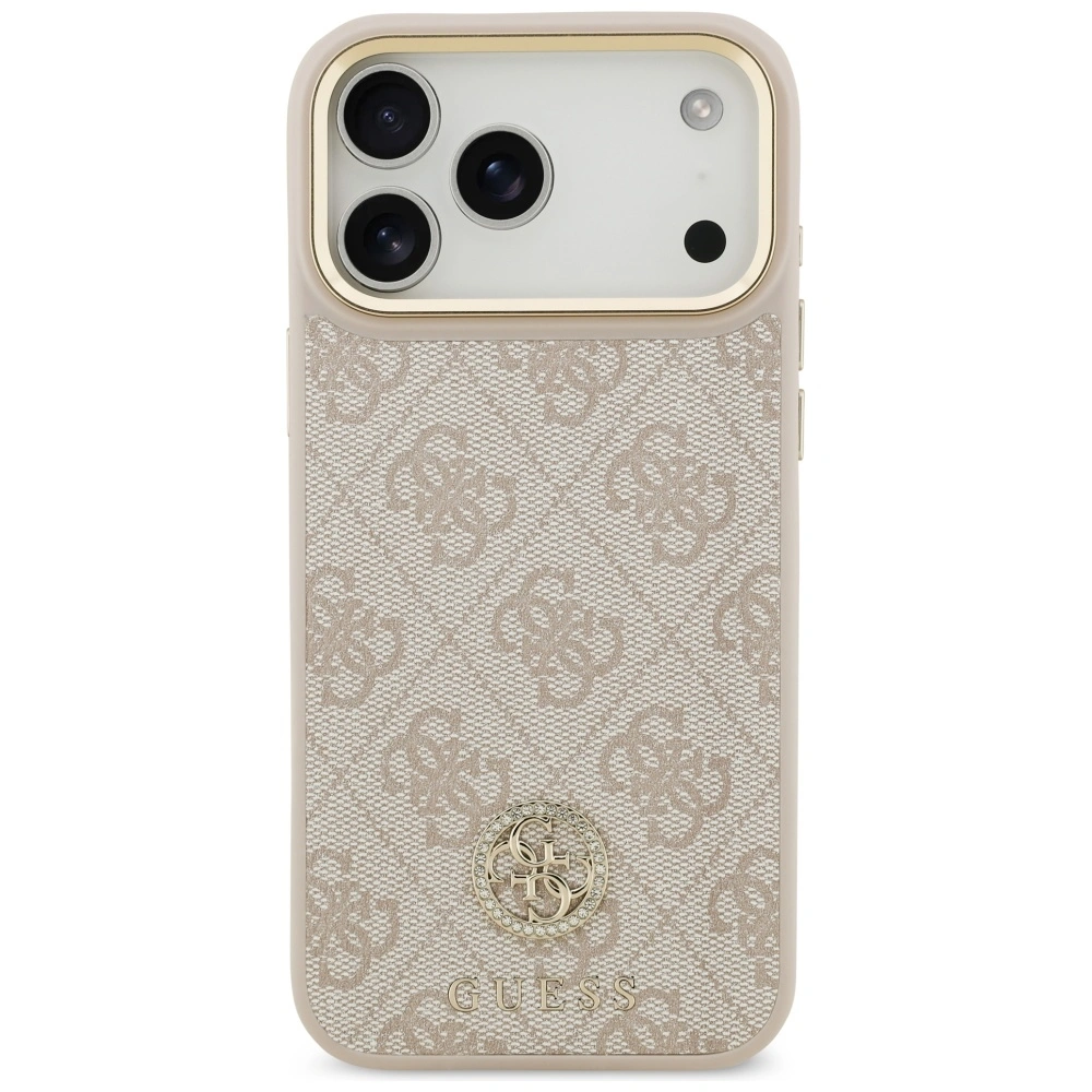Kryt Guess 4G Strass Logo & Big Strap Metal Buttons MagSafe Apple iPhone 17 Pro Max pink