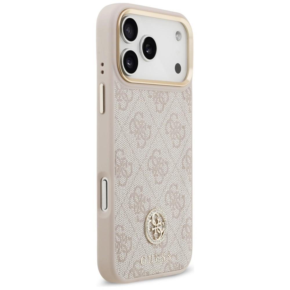 Kryt Guess 4G Strass Logo & Big Strap Metal Buttons MagSafe Apple iPhone 17 Pro Max pink
