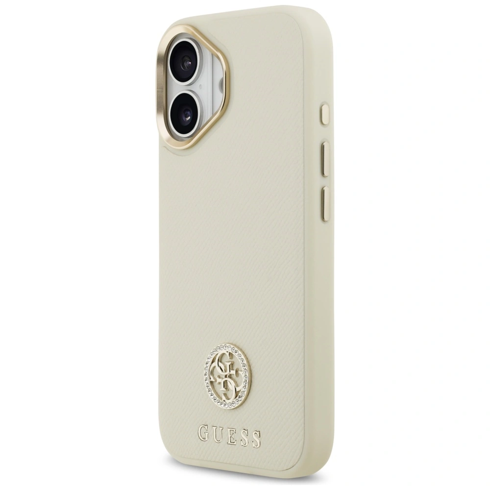 Kryt Guess Grained Strass Logo MagSafe Apple iPhone 17 beige