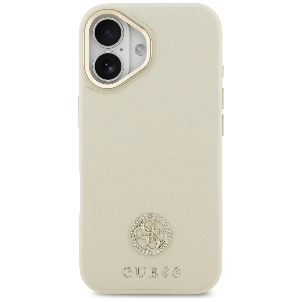 Kryt Guess Grained Strass Logo MagSafe Apple iPhone 17 beige