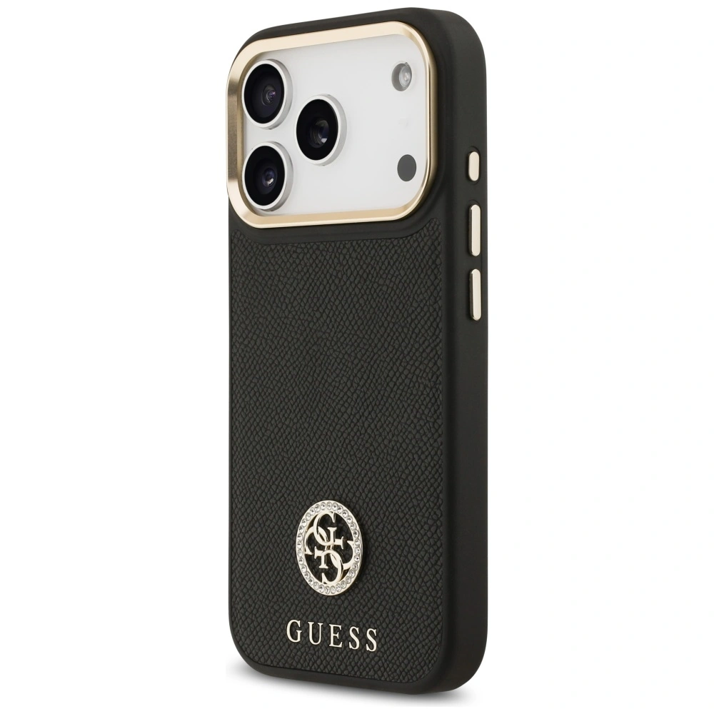 Kryt Guess Grained Strass Logo MagSafe Apple iPhone 17 Pro black