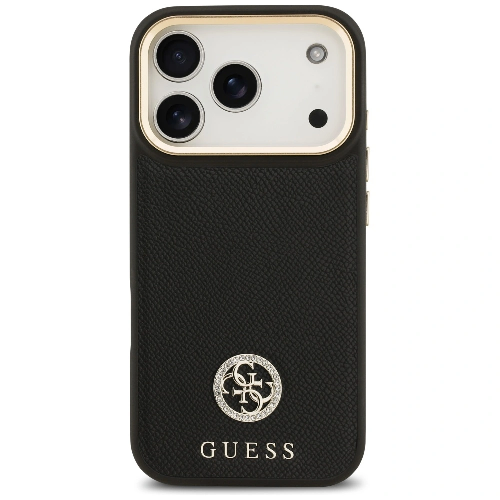 Kryt Guess Grained Strass Logo MagSafe Apple iPhone 17 Pro black