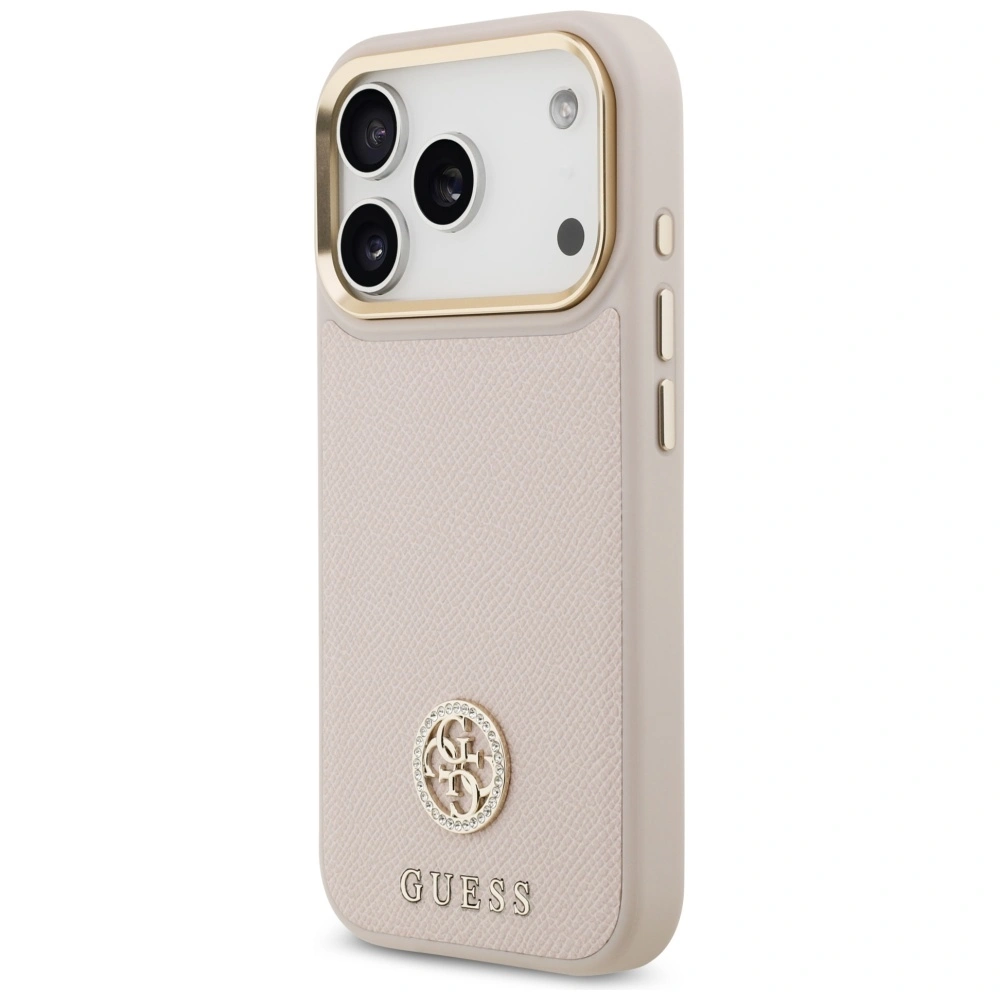 Kryt Guess Grained Strass Logo MagSafe Apple iPhone 17 Pro pink