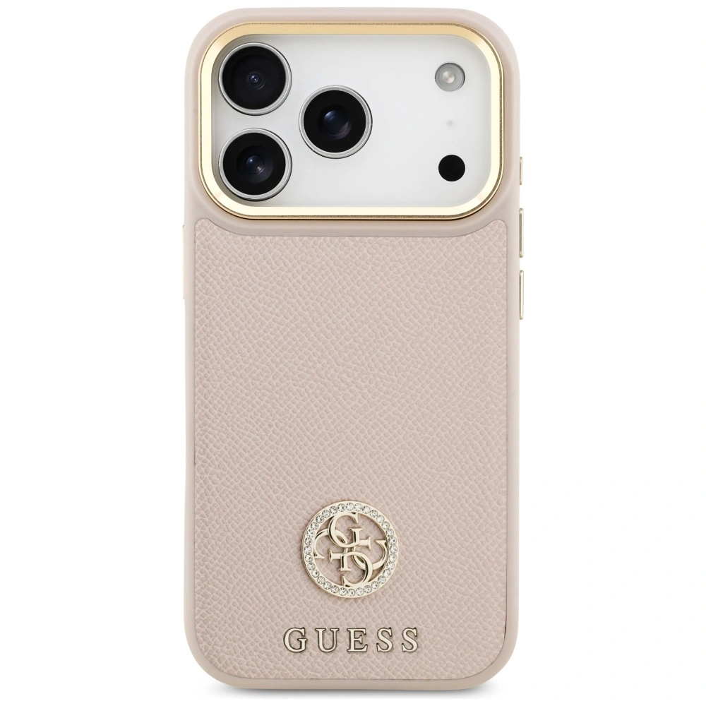 Kryt Guess Grained Strass Logo MagSafe Apple iPhone 17 Pro pink