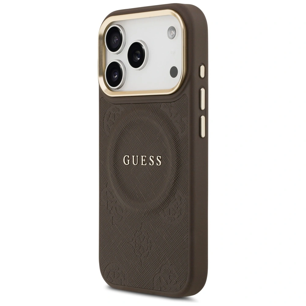 Kryt Guess Peony Hot Stamp MagSafe Apple iPhone 17 Pro brown