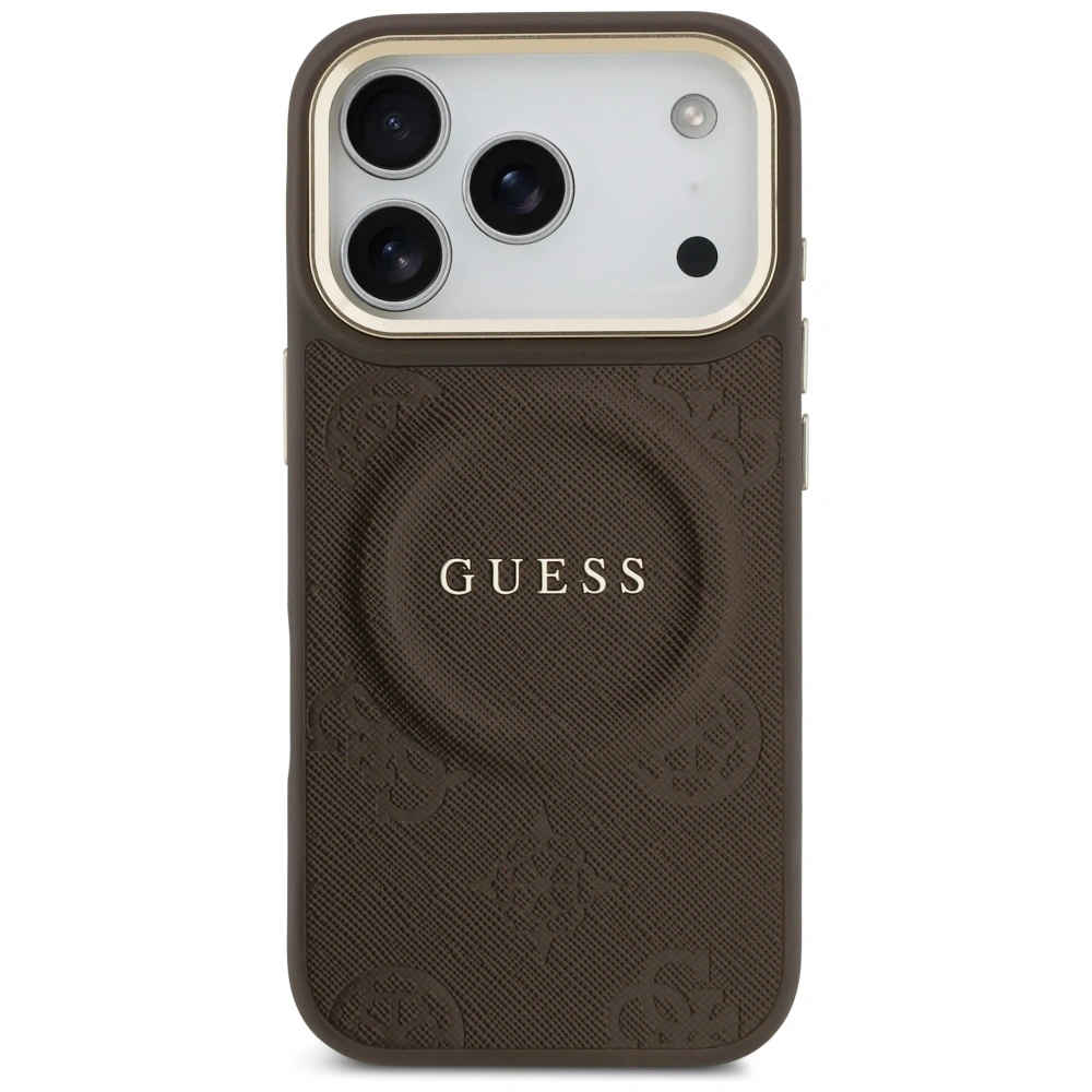 Kryt Guess Peony Hot Stamp MagSafe Apple iPhone 17 Pro brown