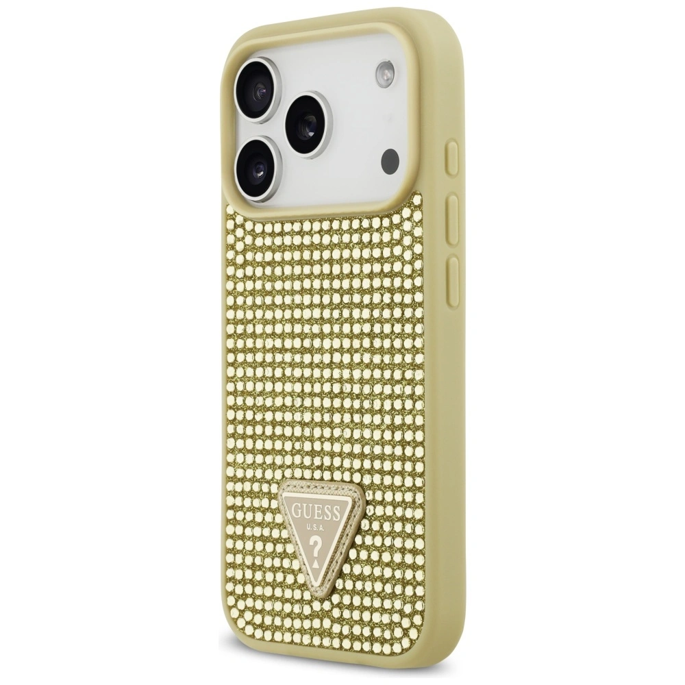Kryt Guess Rhinestone Triangle Logo Apple iPhone 17 Pro gold