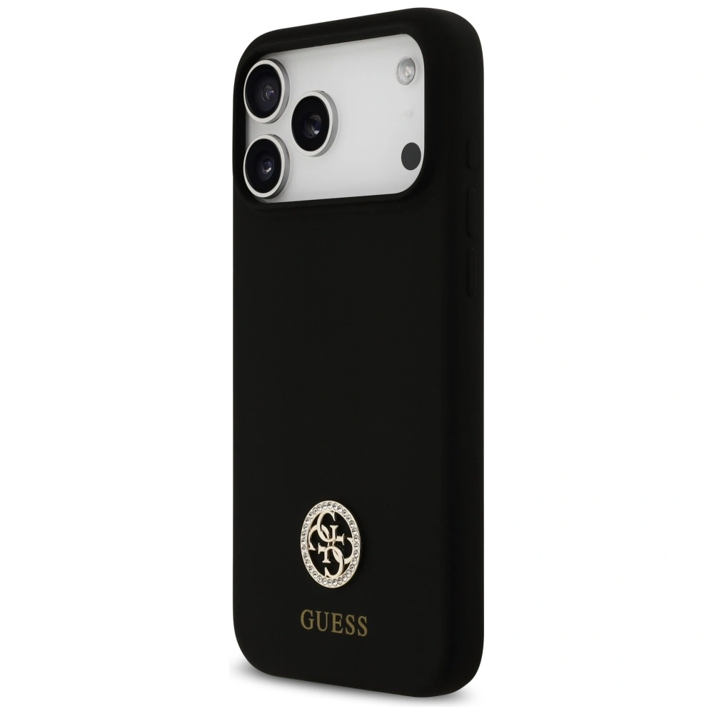 Kryt Guess Silicone Logo Strass 4G MagSafe do Apple iPhone 17 Pro Max black
