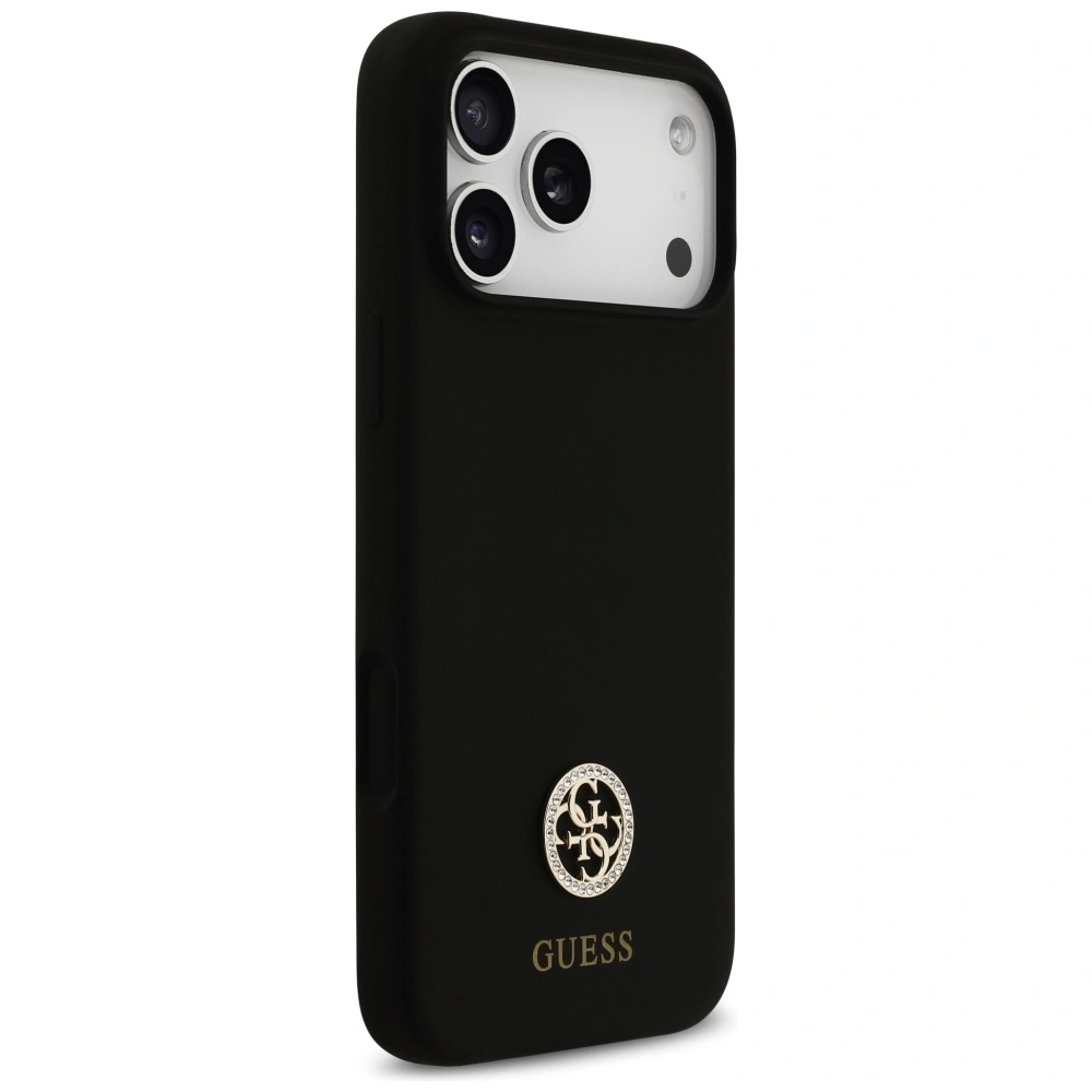 Kryt Guess Silicone Logo Strass 4G MagSafe do Apple iPhone 17 Pro Max black