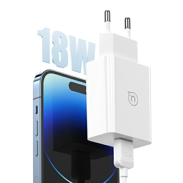 Síťová nabíječka USAMS 18W USB-A  + USB-A / Lightning Fast Charging Cable white