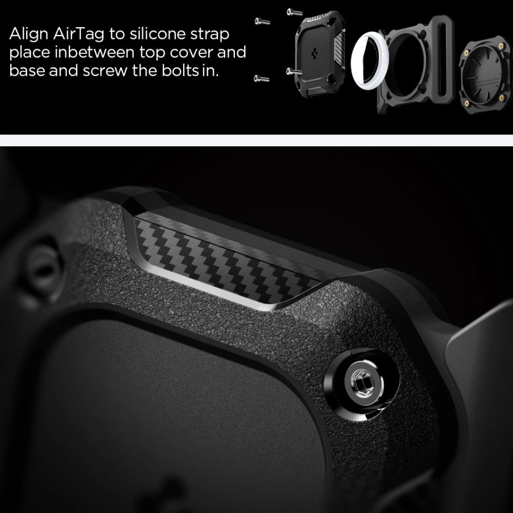 Kryt Spigen Tough Armor Apple AirTag 1 / 2 Pet Collar Black