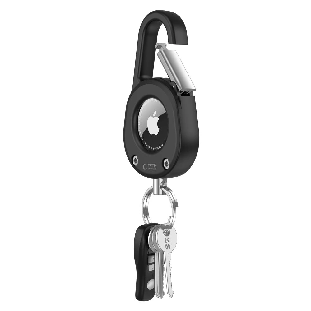 Kryt Tech-Protect Slidelock Carabiner Keychain Apple AirTag 1 / 2 Black