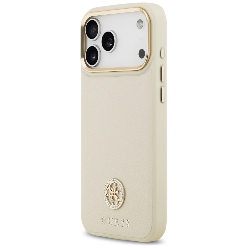 Kryt Guess Grained Strass Logo MagSafe Apple iPhone 17 Pro Max beige
