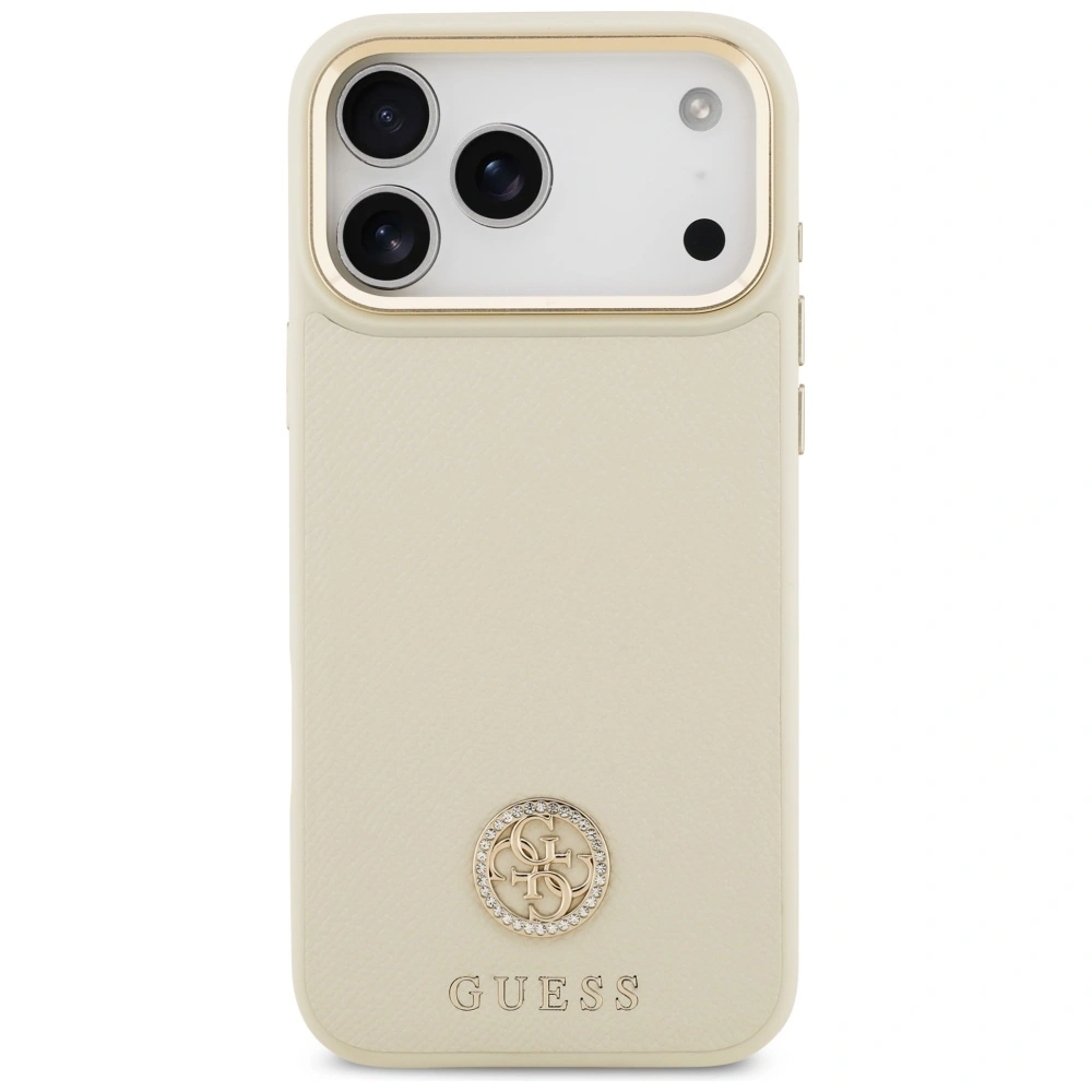 Kryt Guess Grained Strass Logo MagSafe Apple iPhone 17 Pro Max beige