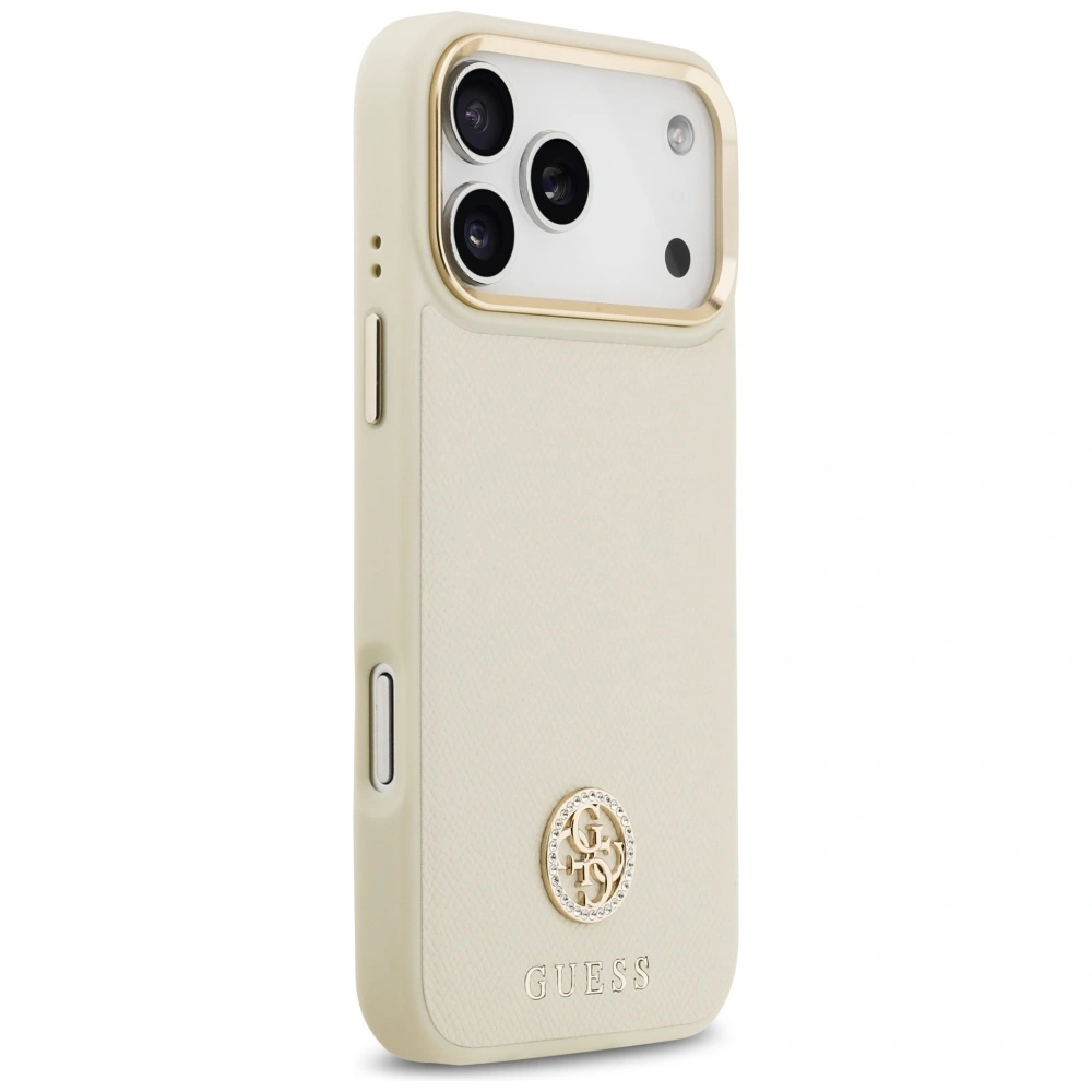 Kryt Guess Grained Strass Logo MagSafe Apple iPhone 17 Pro Max beige