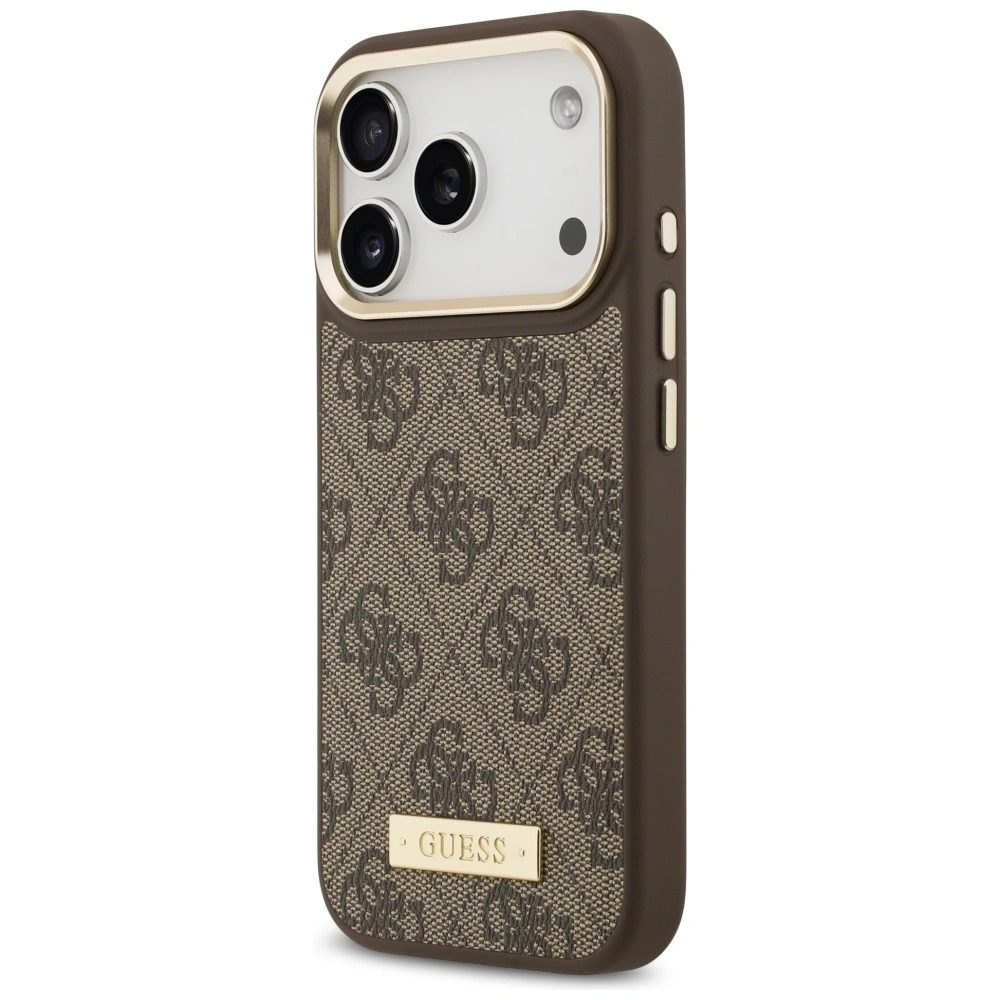 Kryt Guess 4G Logo Plate MagSafe Apple iPhone 17 Pro brown