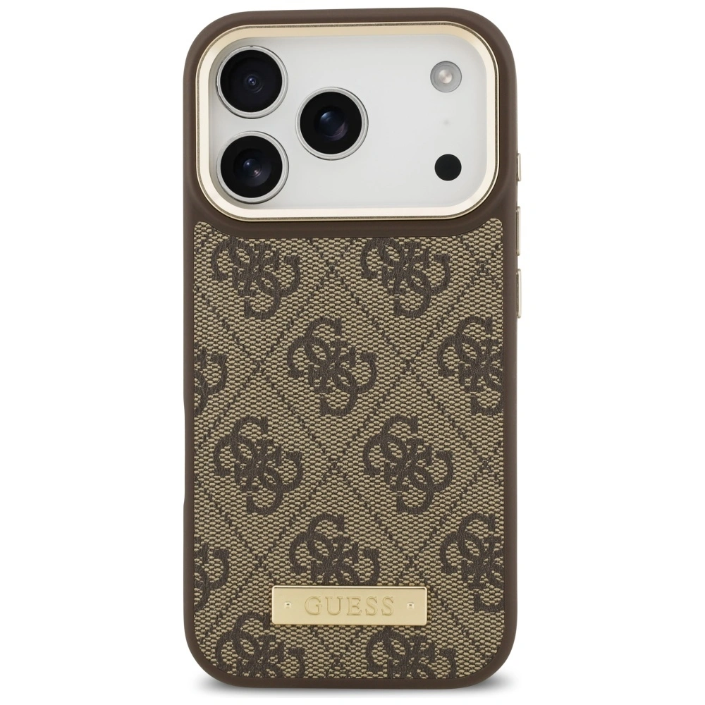 Kryt Guess 4G Logo Plate MagSafe Apple iPhone 17 Pro brown