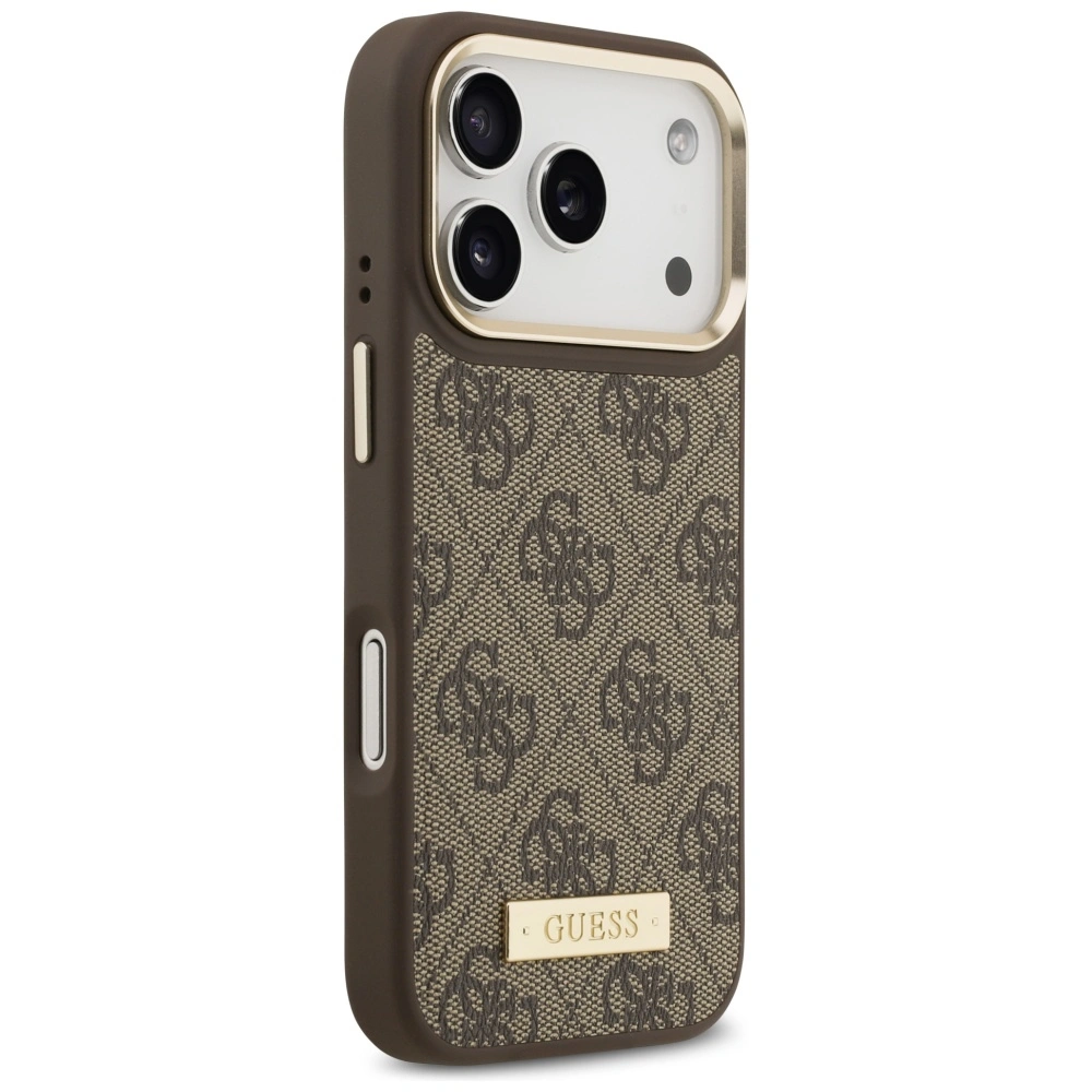Kryt Guess 4G Logo Plate MagSafe Apple iPhone 17 Pro brown