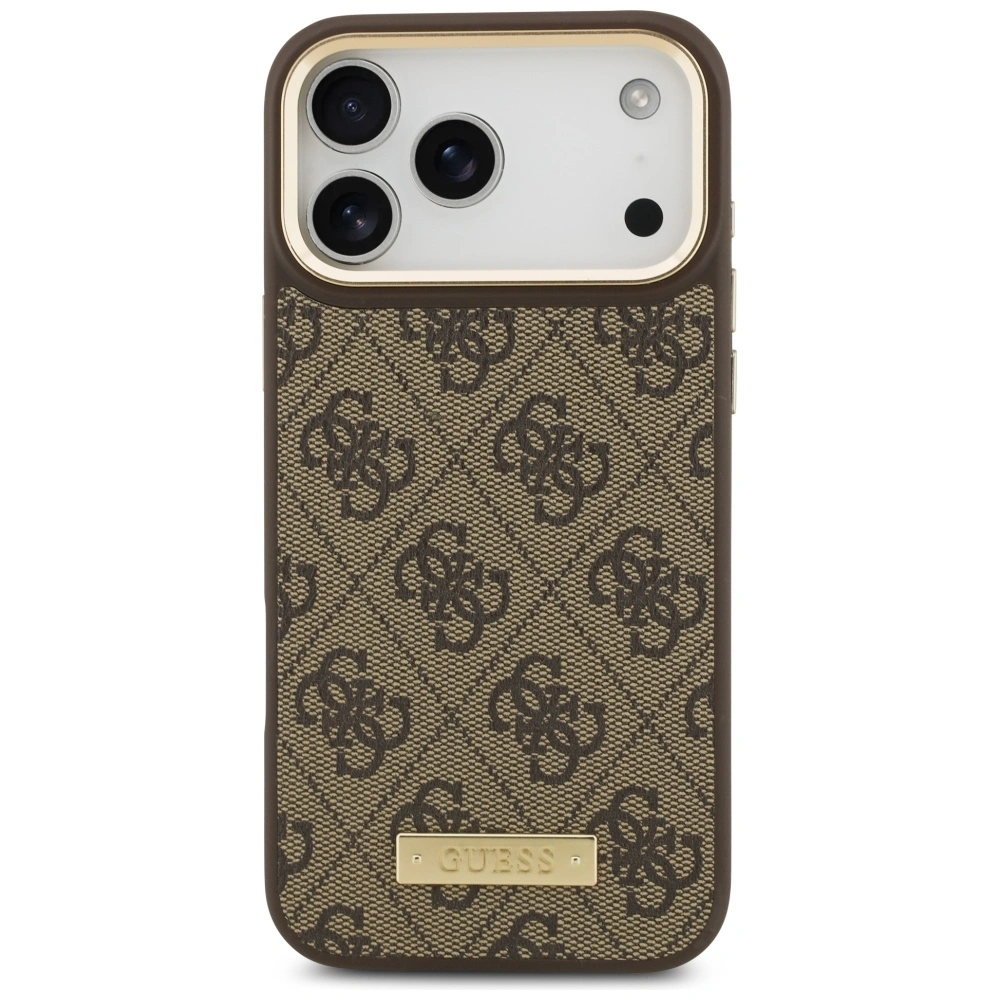 Kryt Guess 4G Logo Plate MagSafe Apple iPhone 17 Pro Max brown
