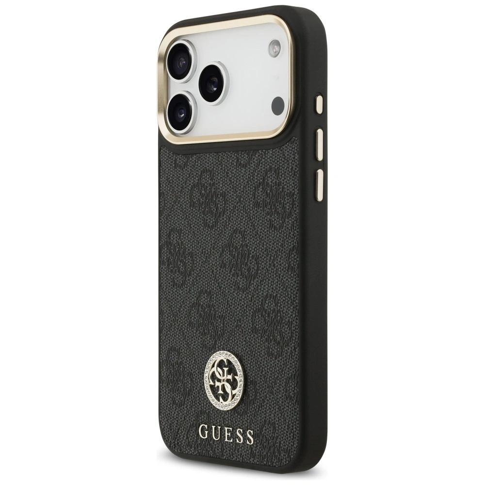 Kryt Guess 4G Srtass Logo & Big Strap Metal Buttons MagSafe Apple iPhone 17 Pro Max black