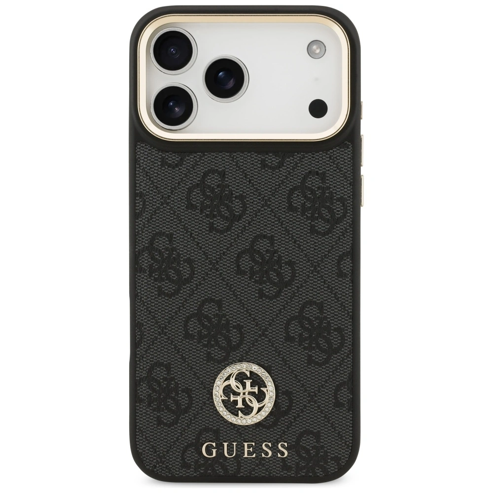 Kryt Guess 4G Srtass Logo & Big Strap Metal Buttons MagSafe Apple iPhone 17 Pro Max black