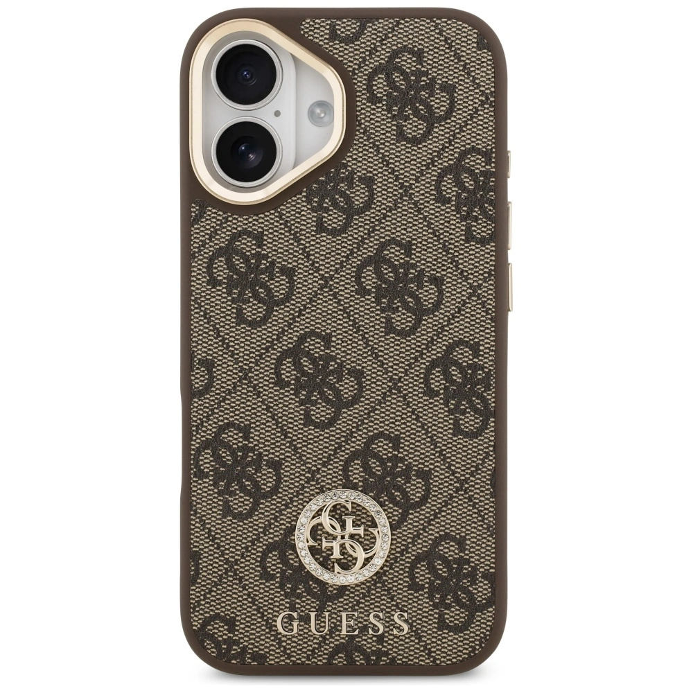 Kryt Guess 4G Strass Logo & Big Strap Metal Buttons MagSafe Apple iPhone 17 brown