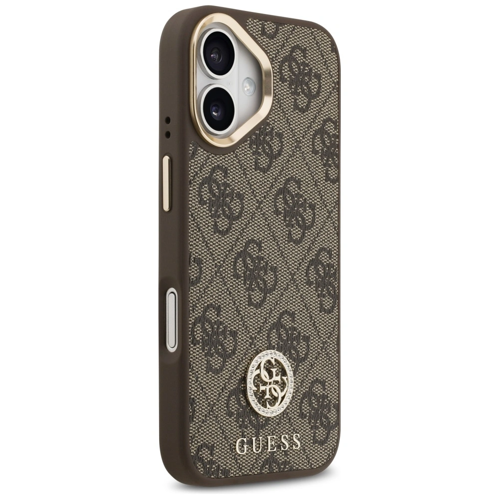 Kryt Guess 4G Strass Logo & Big Strap Metal Buttons MagSafe Apple iPhone 17 brown