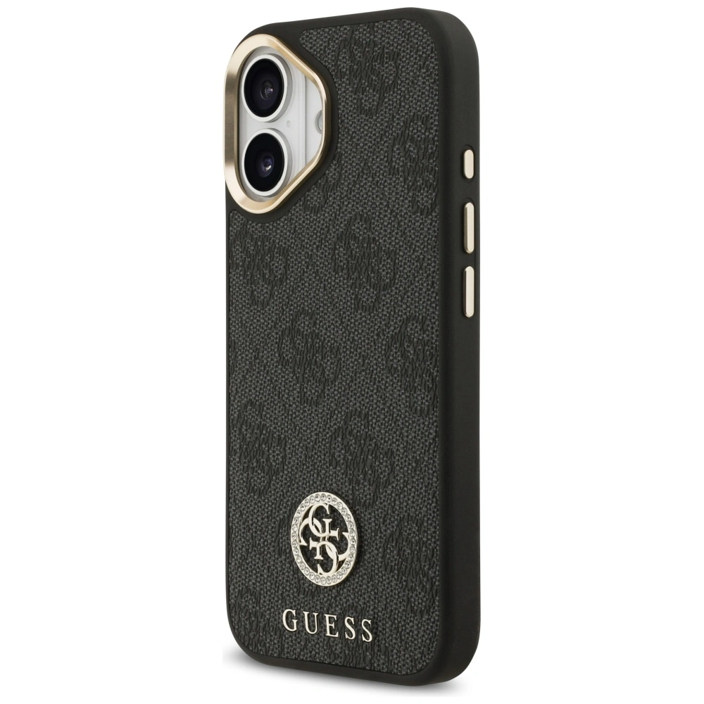 Kryt Guess 4G Strass Logo & Big Strap Metal Buttons MagSafe Apple iPhone 17 black