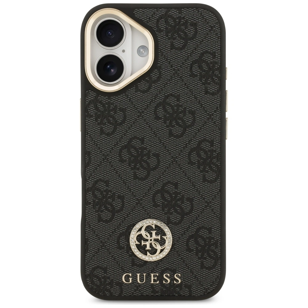 Kryt Guess 4G Strass Logo & Big Strap Metal Buttons MagSafe Apple iPhone 17 black