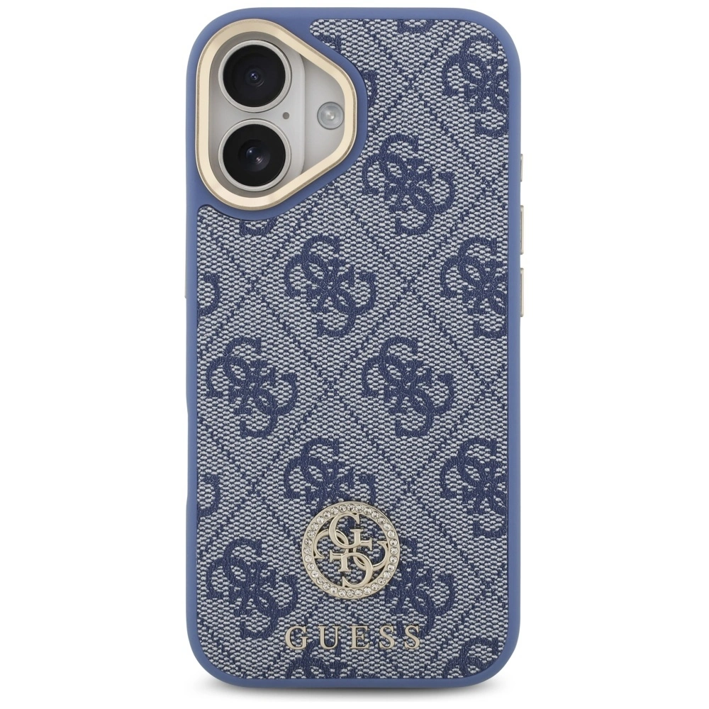 Kryt Guess 4G Strass Logo & Big Strap Metal Buttons MagSafe Apple iPhone 17 blue