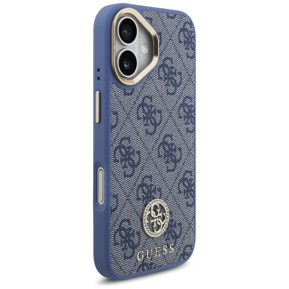 Kryt Guess 4G Strass Logo & Big Strap Metal Buttons MagSafe Apple iPhone 17 blue