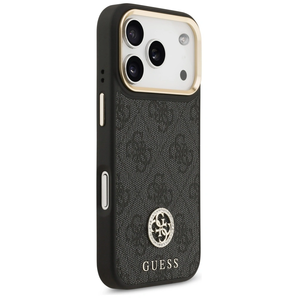 Kryt Guess 4G Strass Logo & Big Strap Metal Buttons MagSafe Apple iPhone 17 Pro black