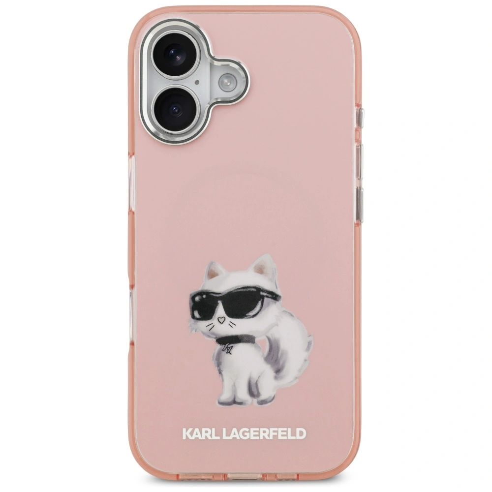 Kryt Karl Lagerfeld IML Aquarelle Choupette & Logo MagSafe Apple iPhone 17 pink