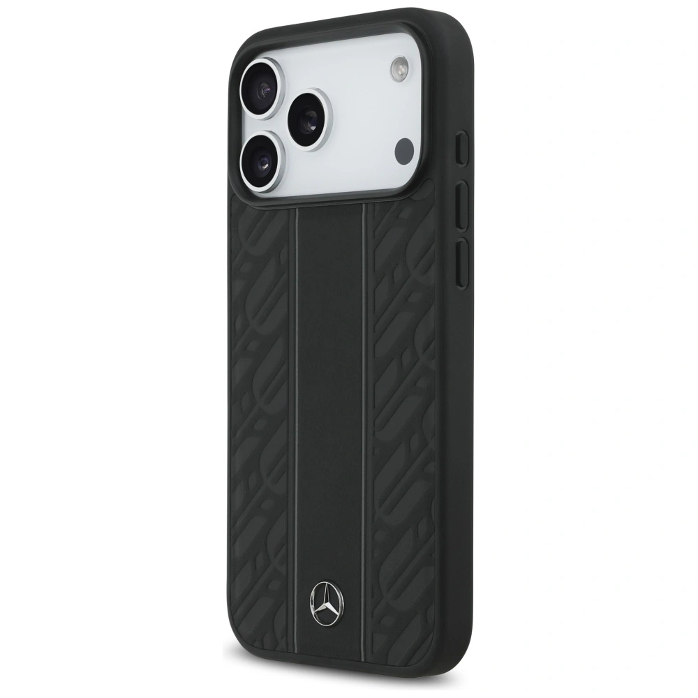 Kryt Mercedes Leather Laurel Leaves Stripes MagSafe Apple iPhone 17 Pro Max black