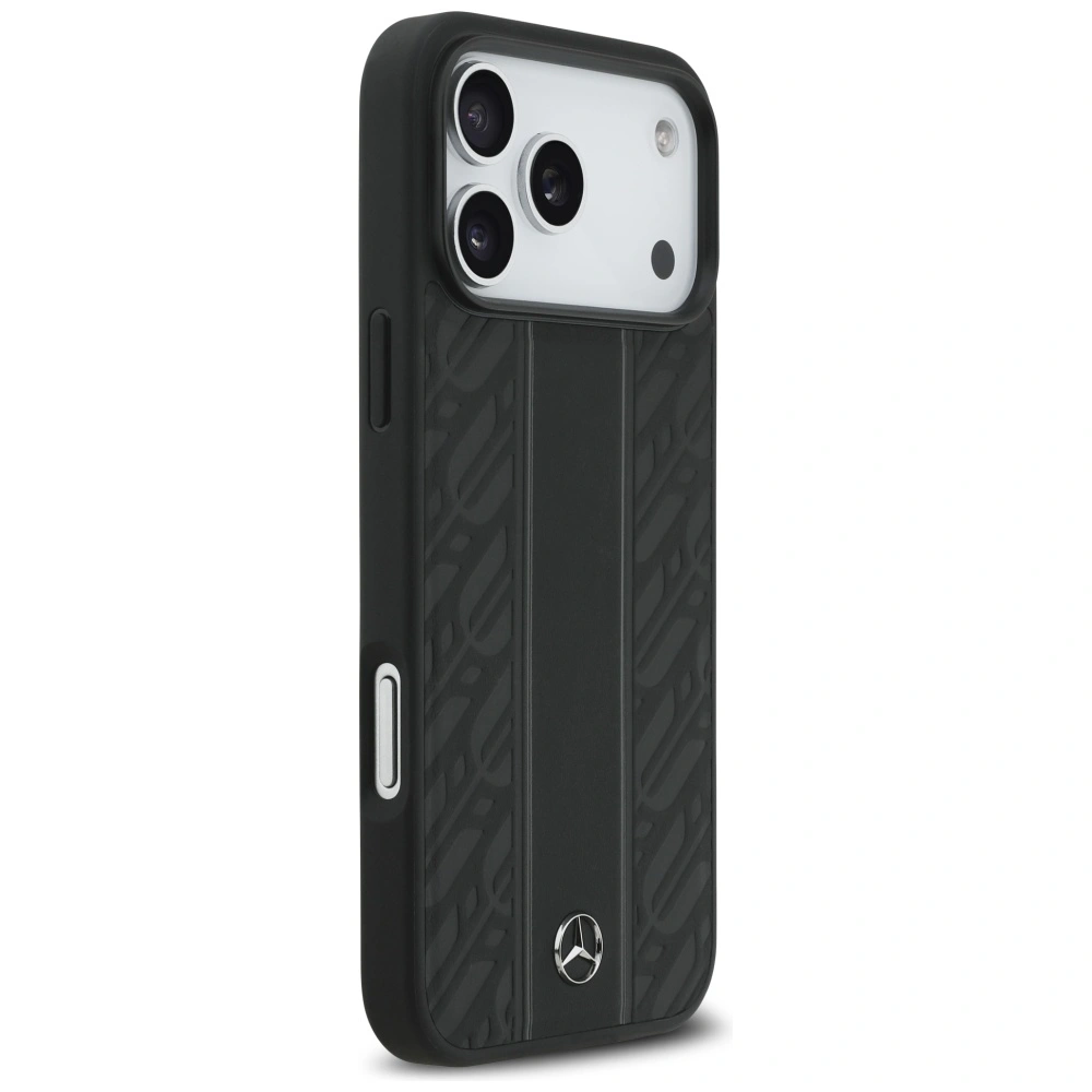 Kryt Mercedes Leather Laurel Leaves Stripes MagSafe Apple iPhone 17 Pro Max black