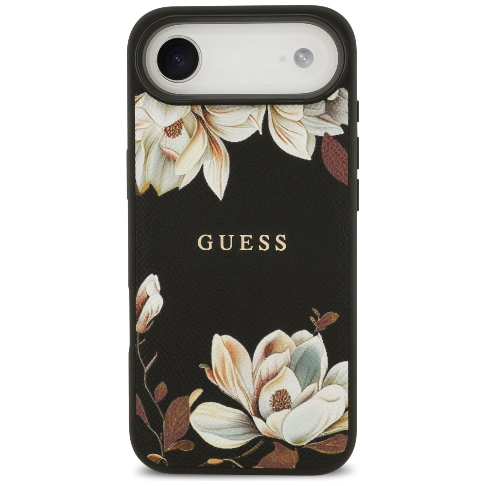 Kryt Guess Grained Flowers Classic Logo MagSafe Apple iPhone Air black