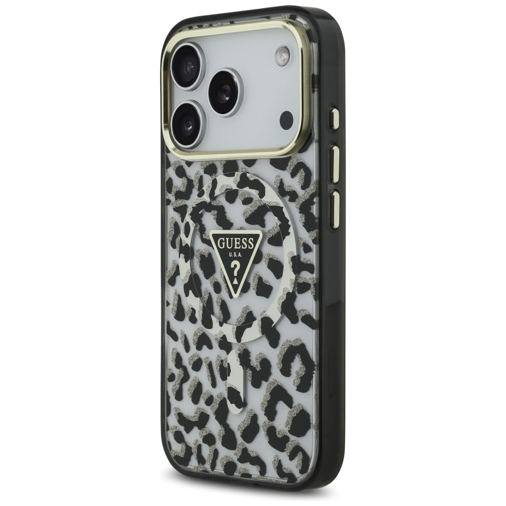 Kryt Guess Leopard Glitter MagSafe Apple iPhone 17 Pro black