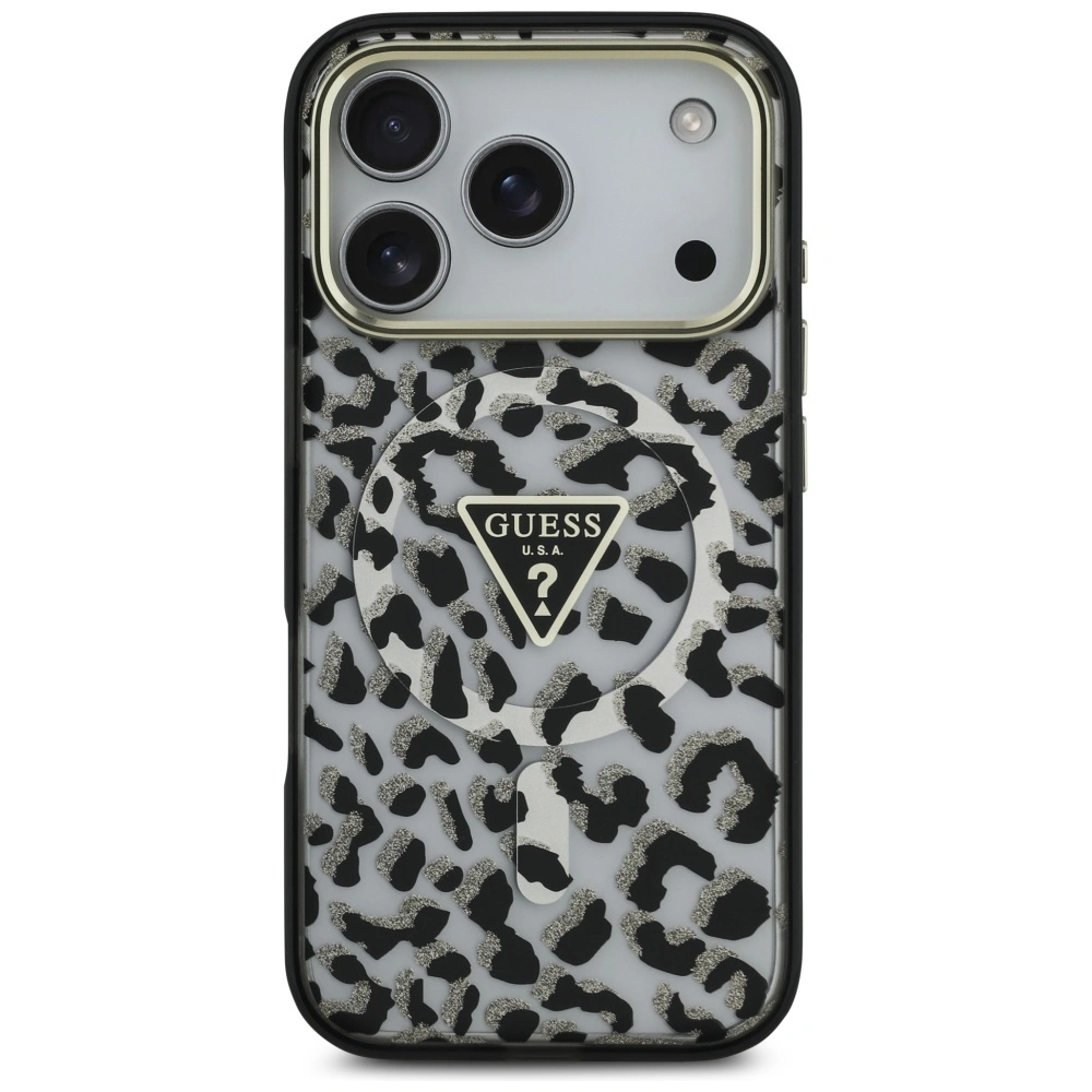 Kryt Guess Leopard Glitter MagSafe Apple iPhone 17 Pro black