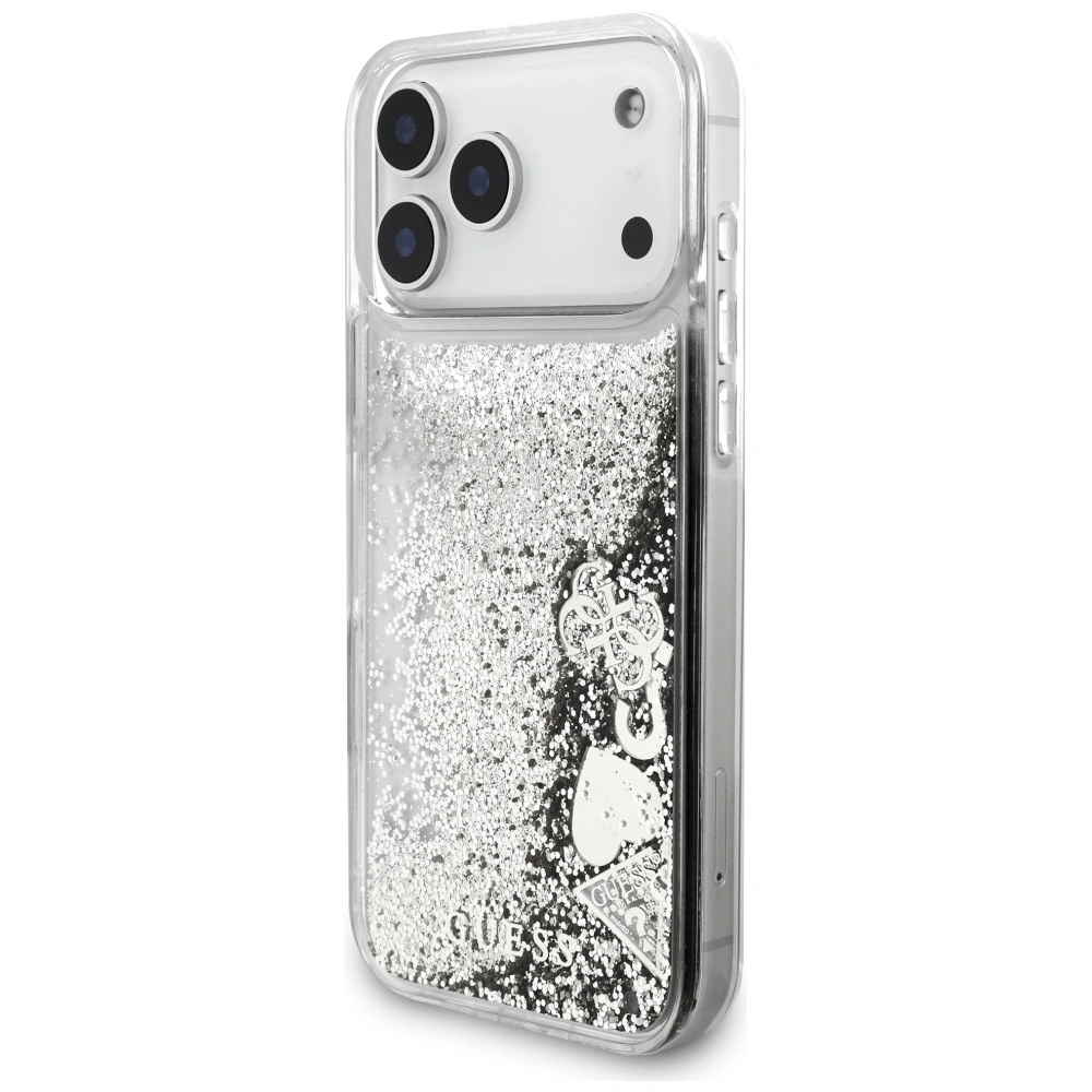 Kryt Guess Liq. Glitter Charms Apple iPhone 17 Pro Max silver