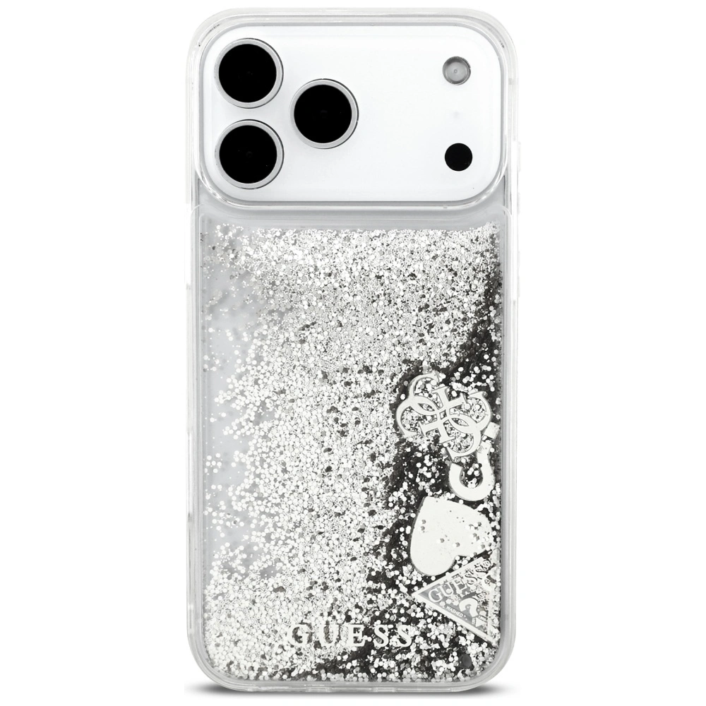 Kryt Guess Liq. Glitter Charms Apple iPhone 17 Pro Max silver