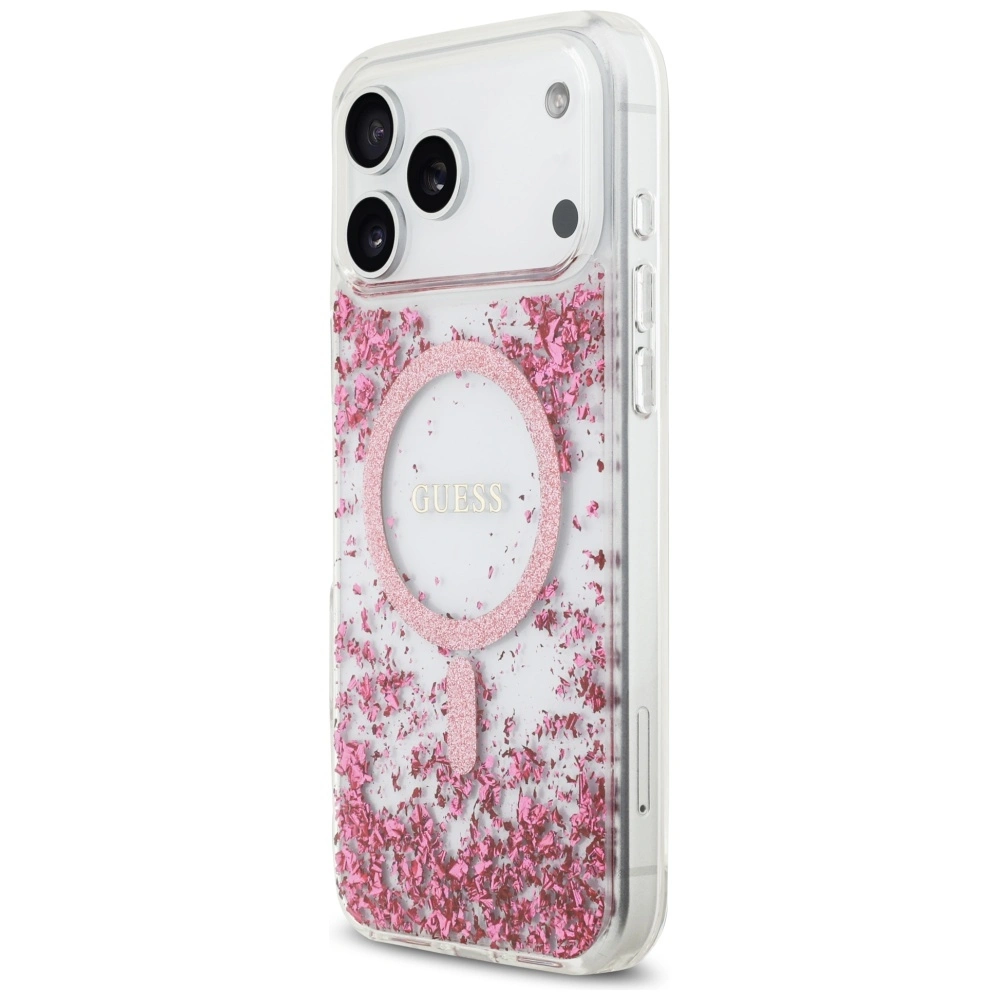Kryt Guess Resin Bottom Glitter MagSafe Apple iPhone 17 Pro Max pink