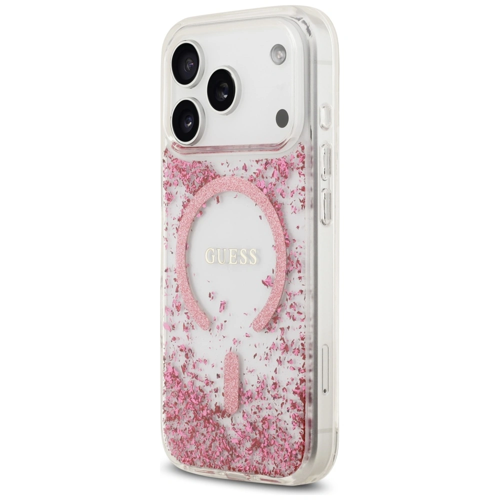 Kryt Guess Resin Bottom Glitter MagSafe Apple iPhone 17 Pro pink