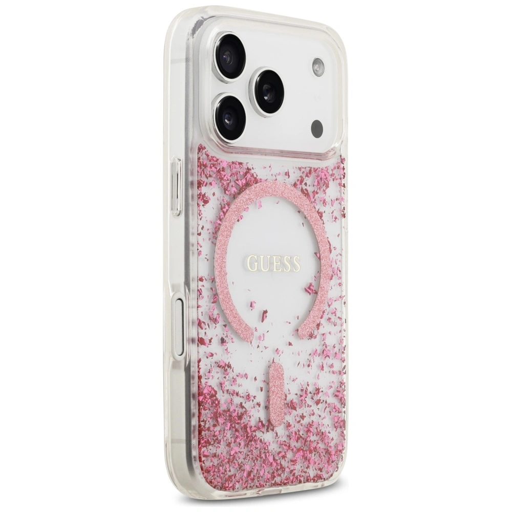 Kryt Guess Resin Bottom Glitter MagSafe Apple iPhone 17 Pro pink