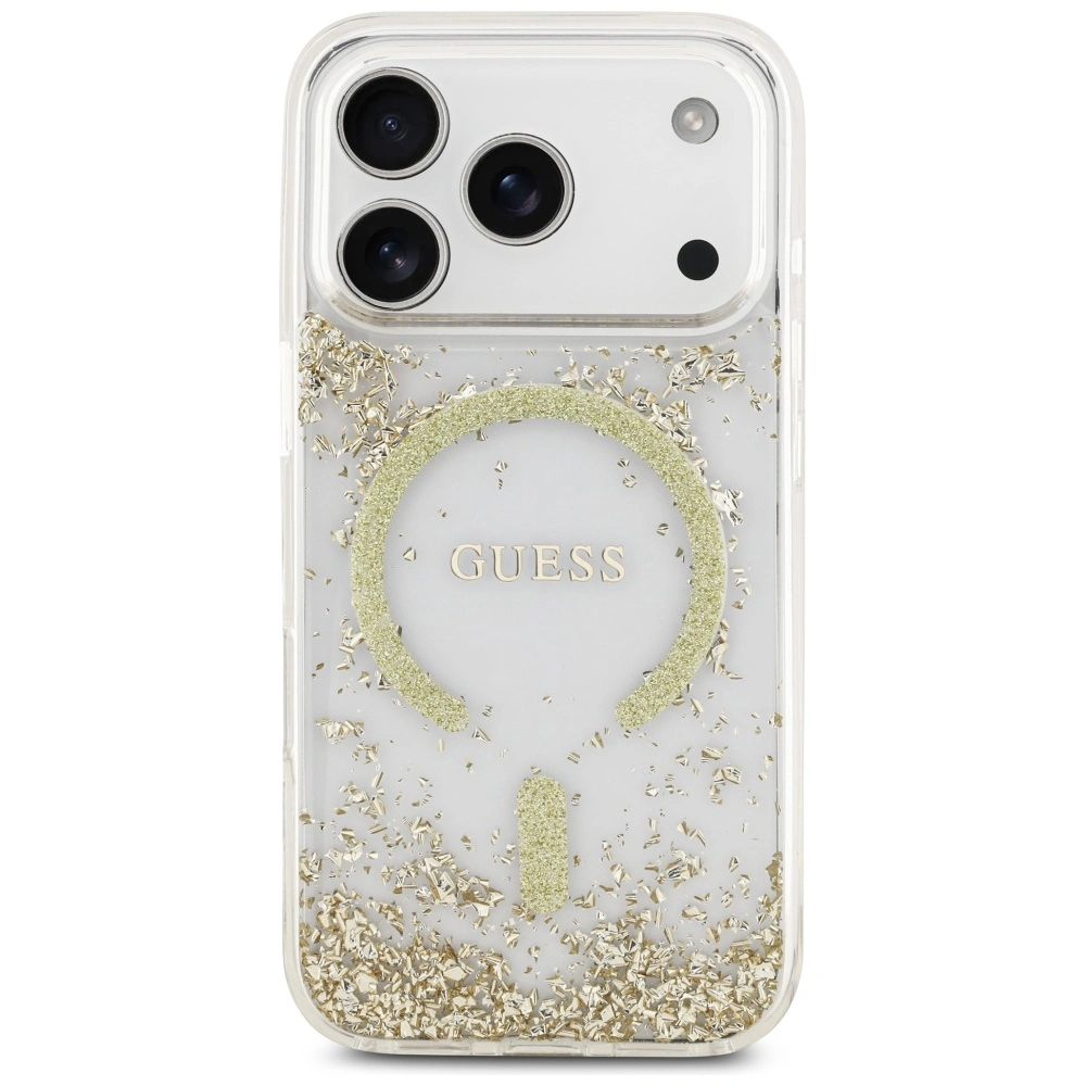 Kryt Guess Resin Bottom Glitter MagSafe Apple iPhone 17 Pro gold