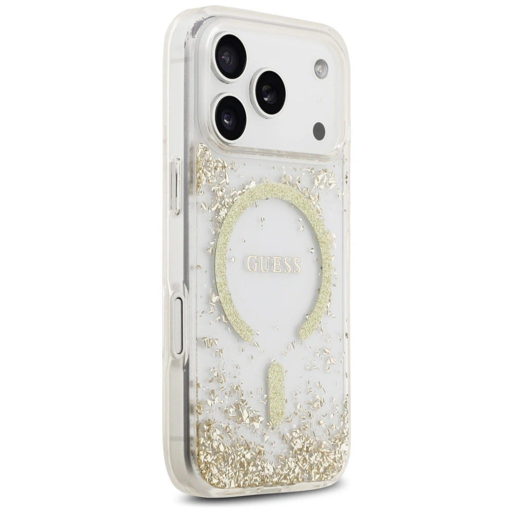 Kryt Guess Resin Bottom Glitter MagSafe Apple iPhone 17 Pro gold