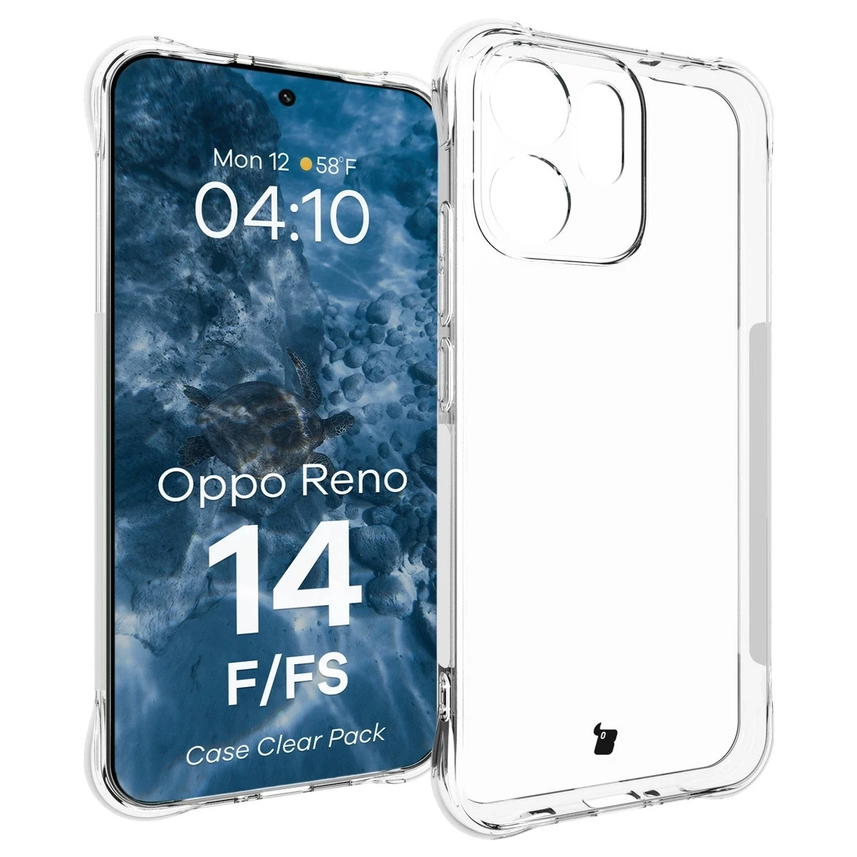 Kryt Bizon Case Clear Pack case + 2x screen film Oppo Reno 14 F / FS