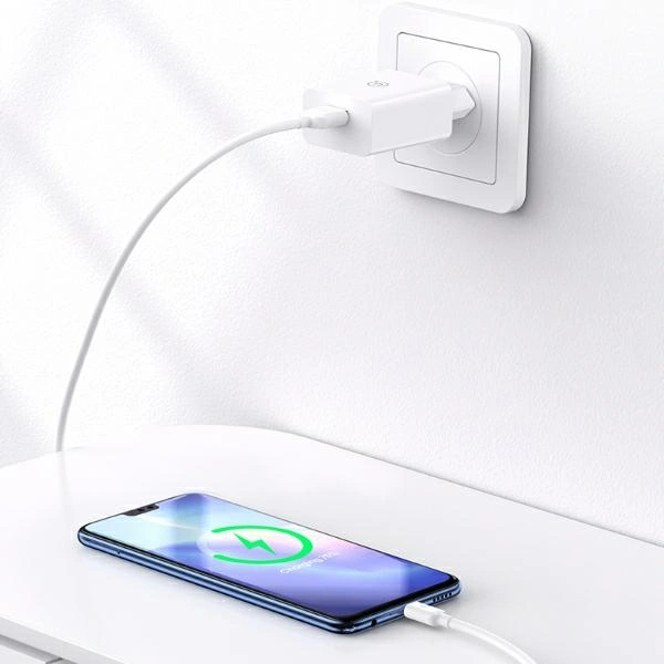 Síťová nabíječka USAMS 18W  + USB-A / USB-C 1m Fast Charging Cable White