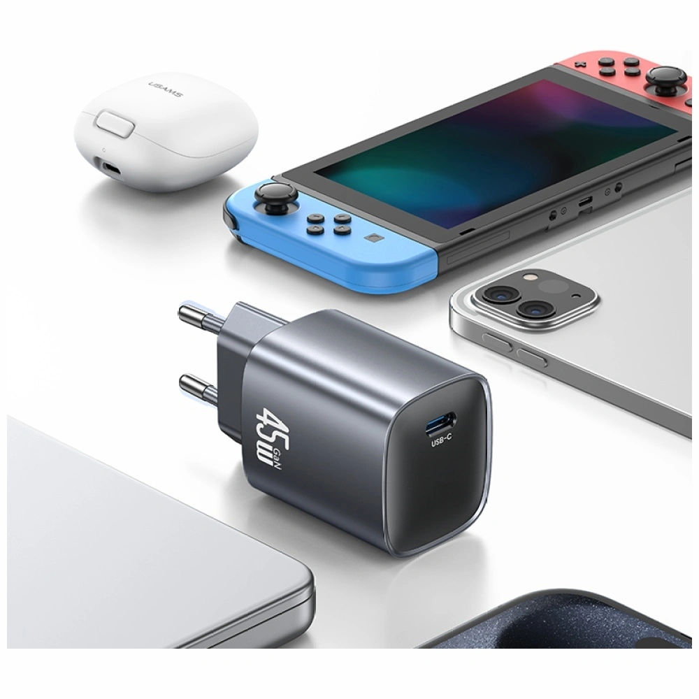 Síťová nabíječka USAMS T66 USB-C 45W GaN Fast Charger tarnish