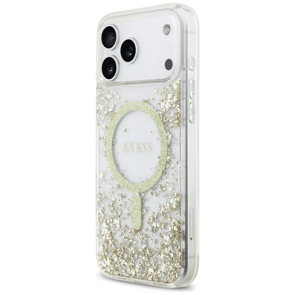 Kryt Guess Resin Bottom Glitter MagSafe Apple iPhone 17 Pro Max gold