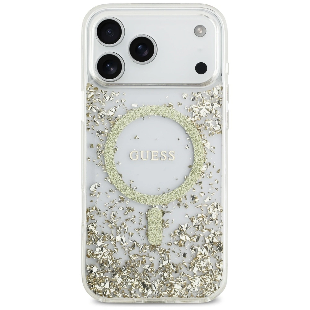 Kryt Guess Resin Bottom Glitter MagSafe Apple iPhone 17 Pro Max gold